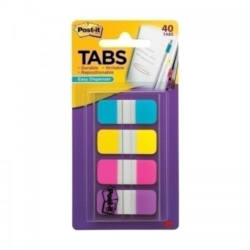 Post-It Tabs Aqua Yellow Pink Purple 15 x 38mm 40-Pack - Box of 6