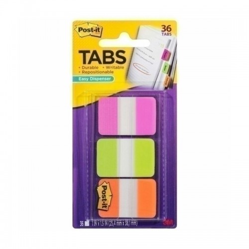 Post-It Tabs Pink Green Orange 25 x 38mm 36-Pack - Box of 6