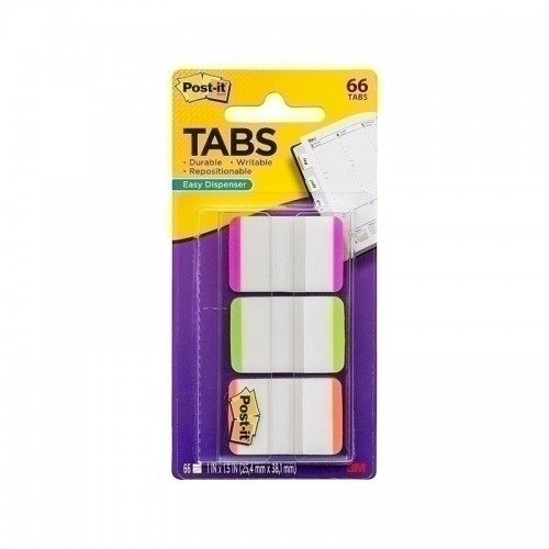 Post-It Tabs Pink Green Orange 25 x 38mm 66-Pack - Box of 6