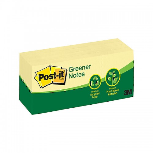 Post-It Greener Notes Canary Yellow 36 x 48mm 12-Pack