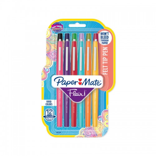 Paper Mate Flair Felt Tip Assorted - Pack of 12 Ba6