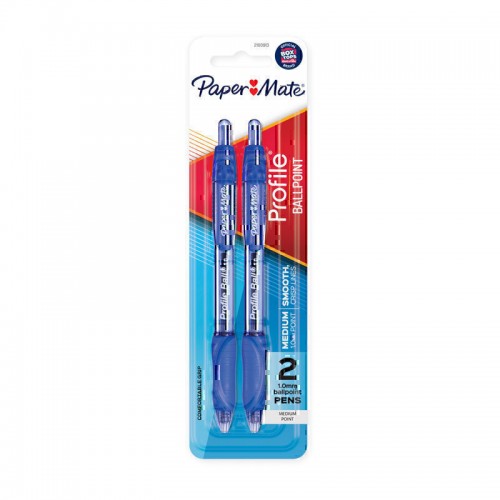 Paper Mate Profile Retractable 1.0 Ball Pen Blue - Pack of 2 - Box of 6