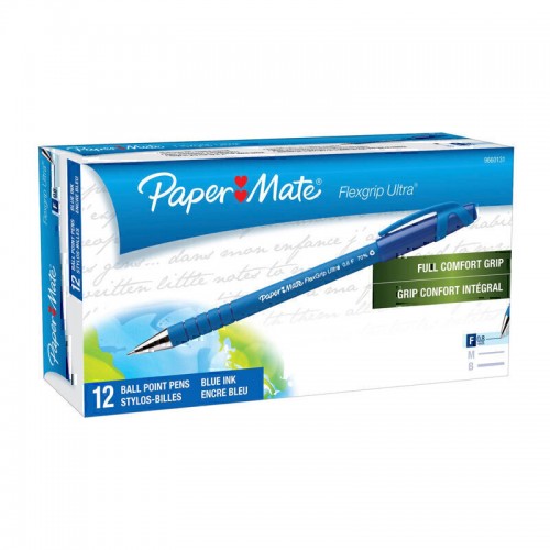 Paper Mate Flex Grip Ballpen 0.8mm Blue - Box of 12