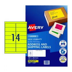 Avery Laser Label Yellow L7163F Y14Up - Pack of 25
