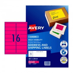 Avery Laser Label Pink L7162FP 16Up - Pack of 25