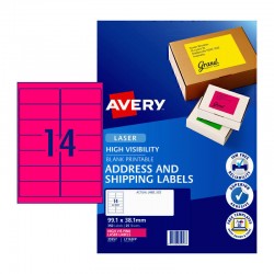 Avery Laser Label Pink L7163FP 14Up - Pack of 25