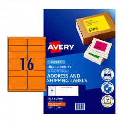 Avery Laser Label Orange L7162 16Up - Pack of 25
