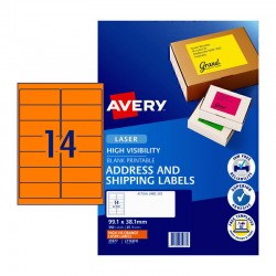 Avery Laser Label Orange L7163FO - Pack of 25