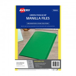Avery Foolscap Manilla Folders Green - Pack of 20