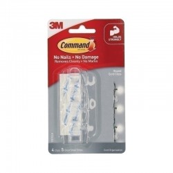 Command 17017CLR Round Cord Organiser Clips - Clear - Pack of 24