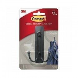 Command 17036MB Large Metal Double Hook - Matte Black - Box of 4