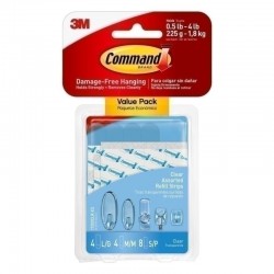 Command 17200CLR Adhesive Clear Assorted Refill Strips - Box of 6