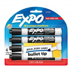 Expo Whiteboard Marker Bullet Tip Black - Pack of 4 - Box of 6