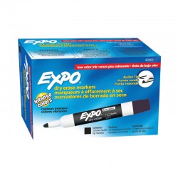 Expo Whiteboard Dry Eraser Marker Bullet Tip Black - Box of 12