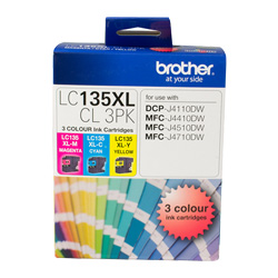 3 Pack Brother LC135XLCL Genuine Value Pack