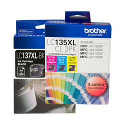 4 Pack Brother LC137XL/LC135XL Genuine Bundle