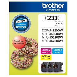 3 Pack Brother LC233CL Genuine Value Pack