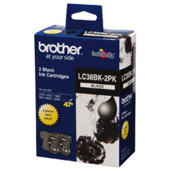 2 Pack Brother LC38BK Genuine Value Pack