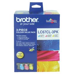 3 Pack Brother LC67CL Genuine Value Pack