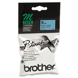 Brother M-K521 Black on Blue Label Tape
