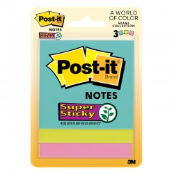 Post-It Super Sticky Notes 3321-SSMIA Miami 76 x 76mm 3-Pack - Box of 6