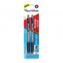 Paper Mate Profile Retractable 1.0 Ball Pen Black - Pack of 2 - Box of 6
