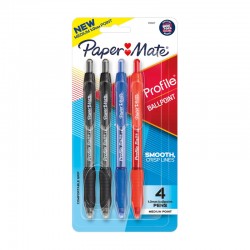 Paper Mate Profile Ballpoint Pen 1.0mm Retractable - Pack of 4 - Box of 6