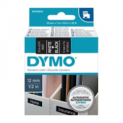 DYMO S0720610 White on Black Label Tape